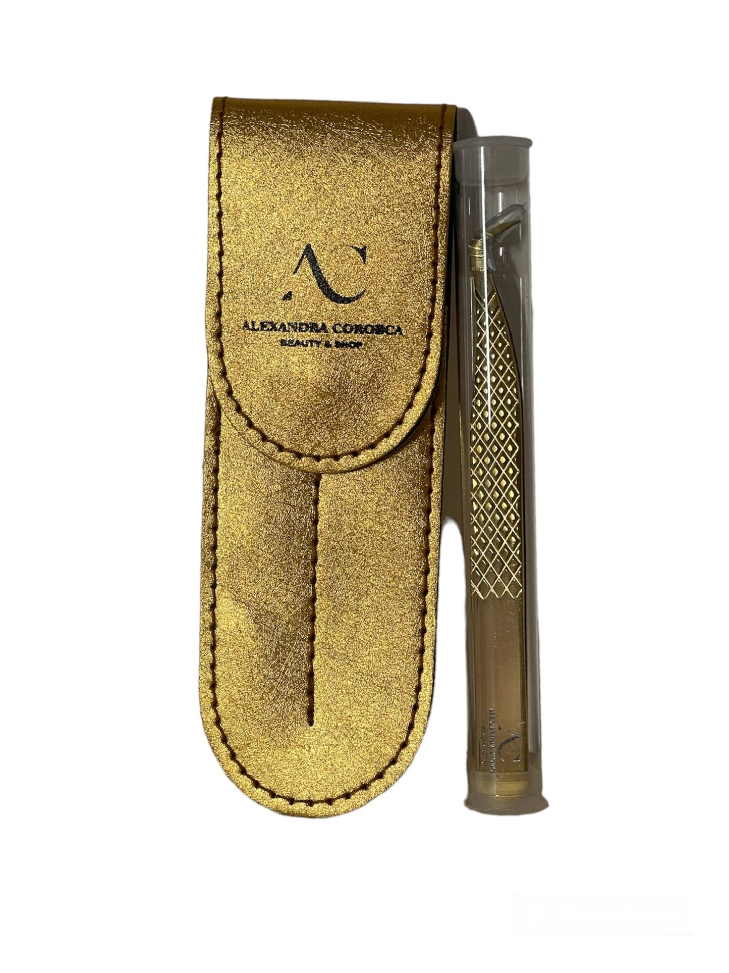 Faux leather tweezer holder